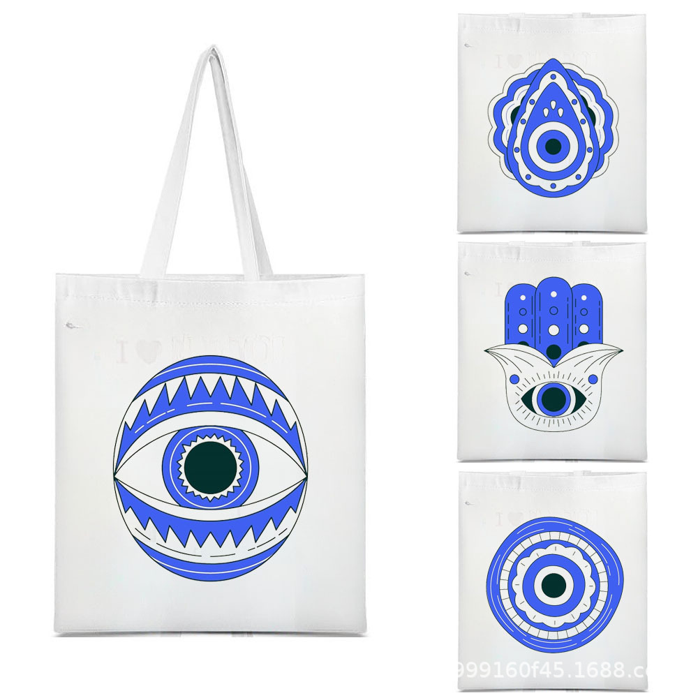 跨境帆布袋恶魔之眼 Evil Eye 蓝眼睛帆布包手提袋购物袋可印制lo
