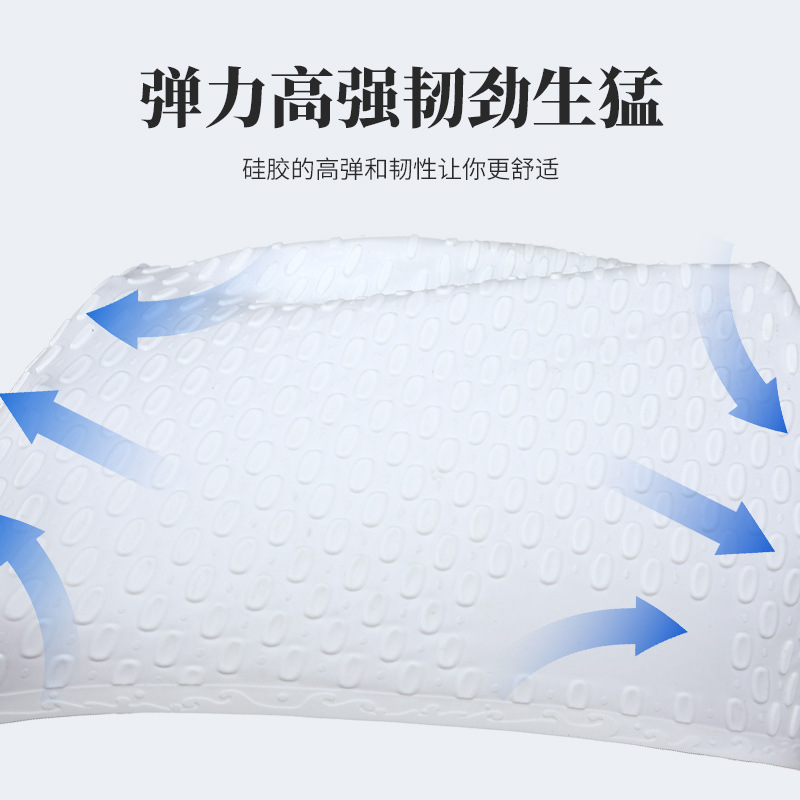 Sombrero de natación de silicona transfronterizo sombrero de natación de mujer protector de orejas para el cabello largo para aumentar el perímetro de la cabeza impermeable sin estrangular sombrero de goteo de agua al por mayor