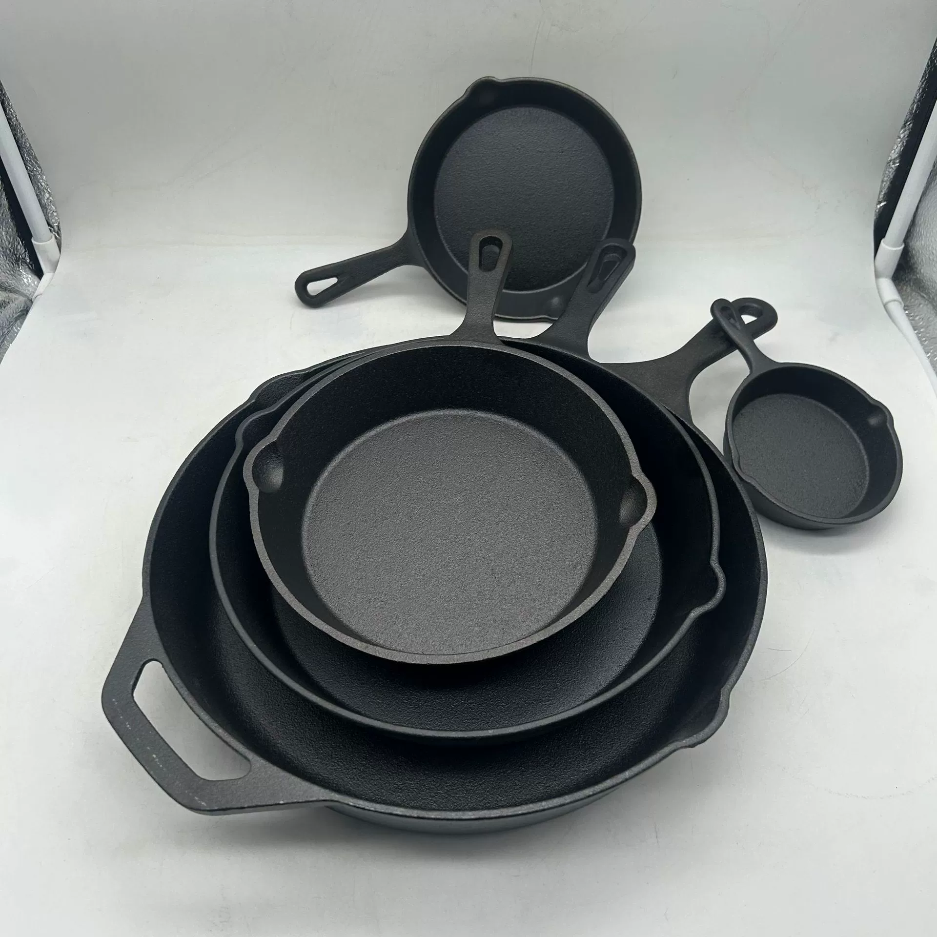 Набор чугунной сковороды, 3–4 шт., предseasoned, плоские сковородки, походы и гриль