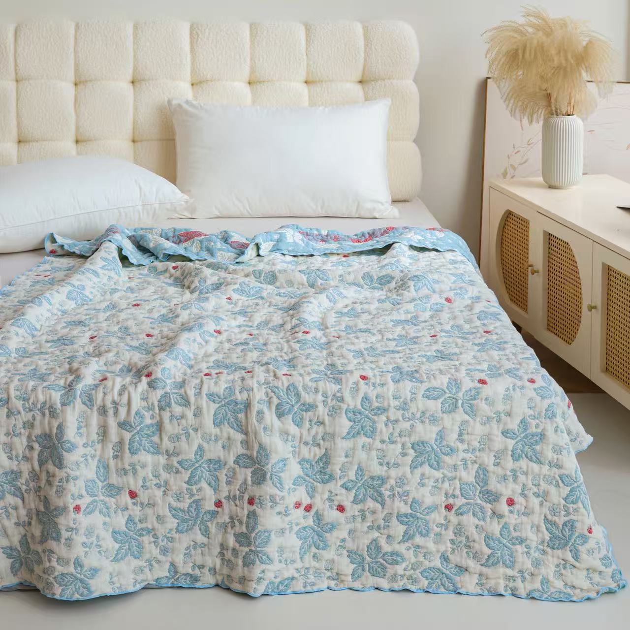 Class a Cotton Gauze Puff Blanket, Suitable for All Seasons, Adult Throw Blanket, Office Nap Blanket, Air Conditioning Blanket