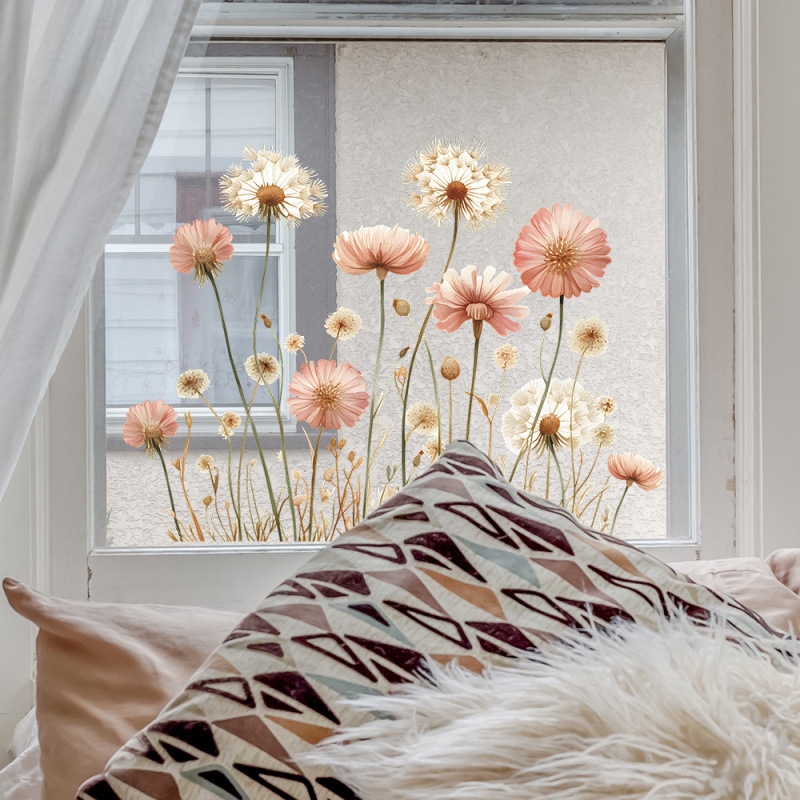 Dandelion Daisy Bedroom Entrance Home Decoration Wall Sticker Self-Adhesive Wholesale Hy-F250Uv Static