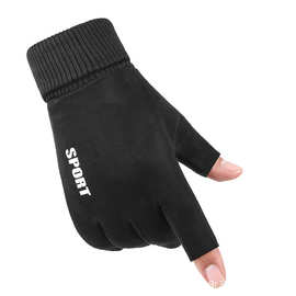 冬季手套男加绒防滑防风户外运动骑行可触屏麂皮绒保暖手套女批发