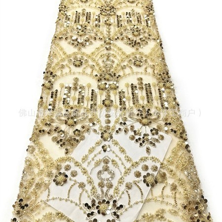 Nuevo Amazon transfronterizo de alta sensación tela de vestido francesa sexy cabina de hadas cuentas de tela de sequilla