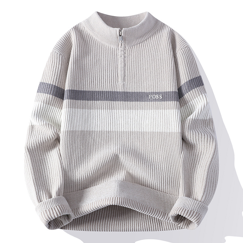 Transfronterizo del sudeste asiático Amazon comercio exterior nuevo producto otoño / invierno 2025 medio cremallera jersey de punto casual para hombre