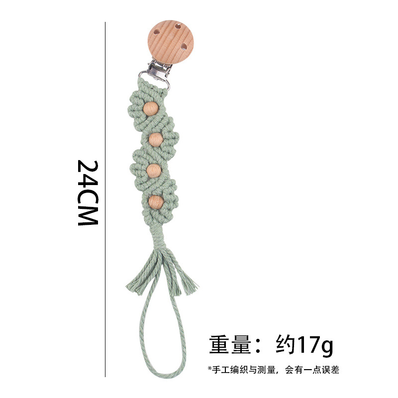 Cadena de pezón de cuentas de haya para bebés, bebé de bricolaje, forma de concha tejida a mano, chupete de cuerda de algodón, cadena anti-caída