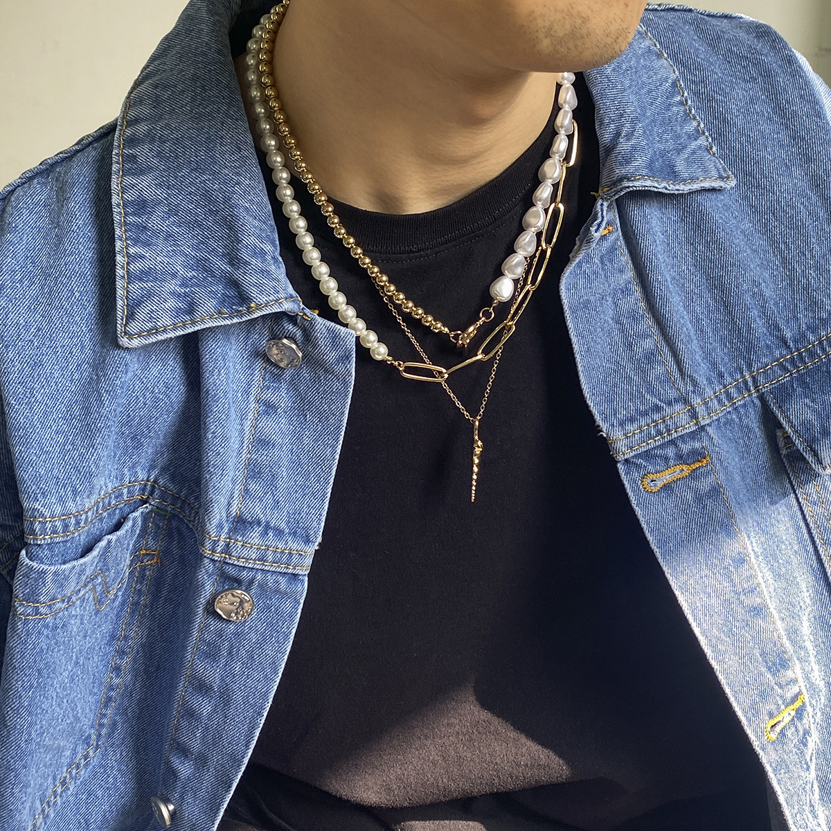 1 Piece Fashion Conch Alloy Pearl Plating Menu0027S Layered Necklaces