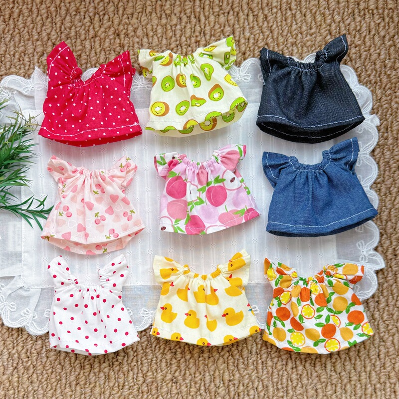 Floral Dress 17cm Labubu Nyota Little Moment Doll Top and Mini Skirt Doll Clothes Wholesale
