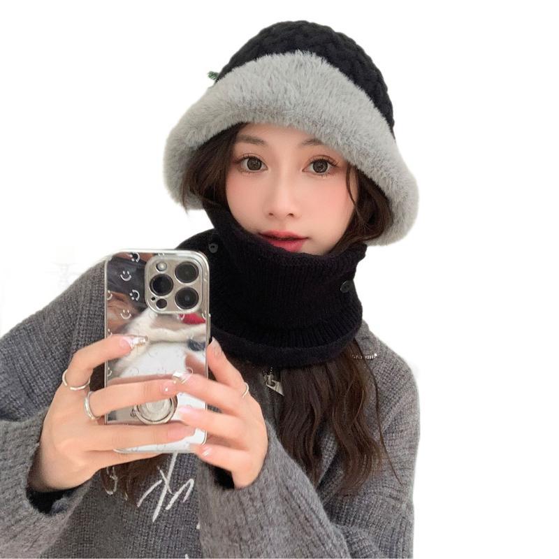 2024 Herbst- und Wintermütze Schal integrierte Thermomütze großer Kopfumfang vielseitig einsetzbar Radfahren Kälteschutz Ohrenschutz Strickpullover Mütze_voghion.com