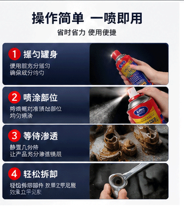 Car Rust Remover, Metal Anti-Rust Oil, Maintenance Agent, Powerful Lubricant Spray, Screw Loosening Agent, Bolt Loosening Agent, Car Self-Spray Agent