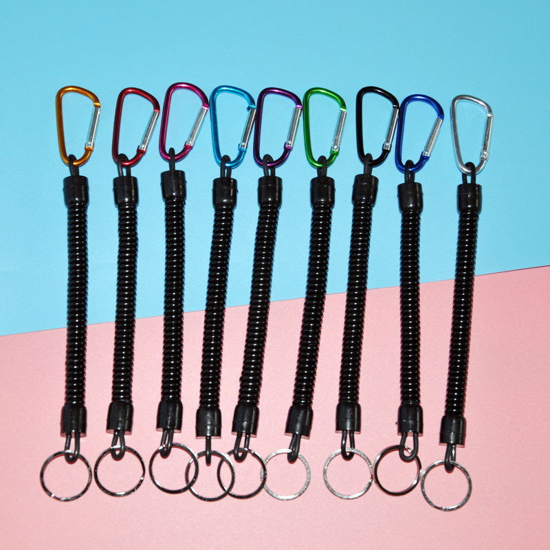 Luya Fishing Accident Aluminum Alloy Plastic Spring Rope Carabiner Kidsren's Anti-Lost Rope Key Chain Pendant Gift
