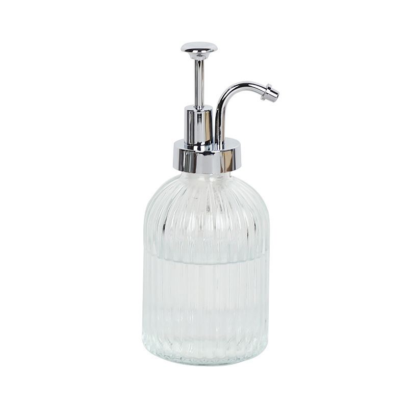 Amazon en stock botella de desinfectante de manos transparente tipo de presión botella vacía botella de champú de vidrio