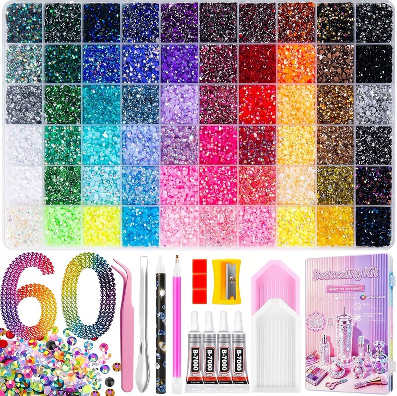 Cross-border bestseller 60/48/40/32/28/24 compartment resin rhinestone set box DIY handmade flat-bottomed rhinestones for nail art Cross-border bestseller 60/48/40/32/28/24 compartment resin rhinestone set box DIY handmade flat-bottomed rhinestones for nail art