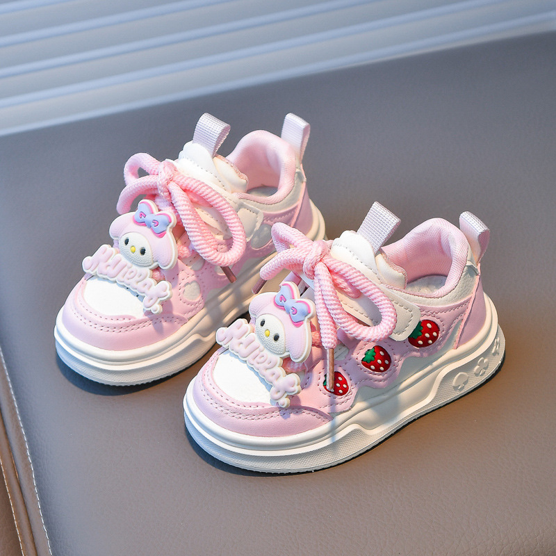 2025 primavera nuevas zapatillas de deporte Cute Girl Strawberry Cartoon Zapatos de deporte para niñas súper suaves antideslizantes Zapatos de princesa
