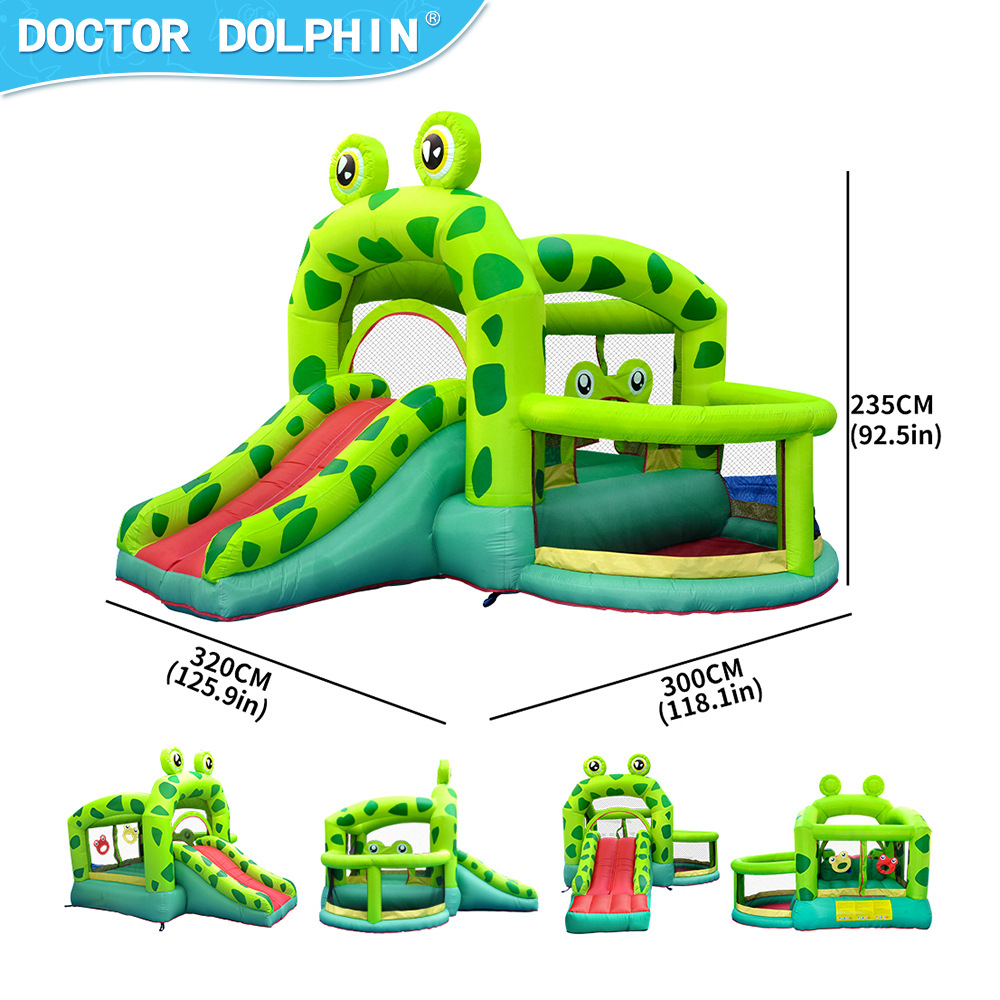 Castillo inflable infantil Doctor Dolphin, tobogán inflable pequeño para interiores, trampolín inflable con forma de rana, castillo inflable infantil.