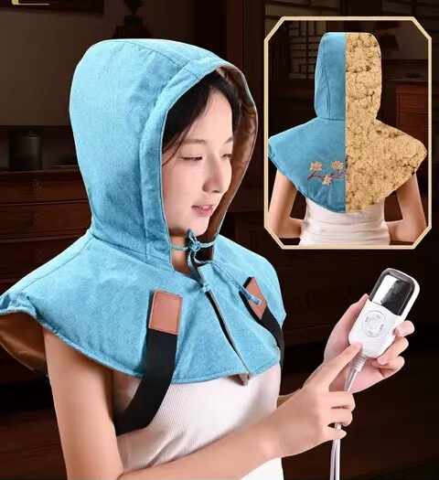 頚椎熱敷頭部温灸頭治療電気加熱帽艾灸帽子肩首帽子艾灸肩艾草くん蒸帽子|undefined