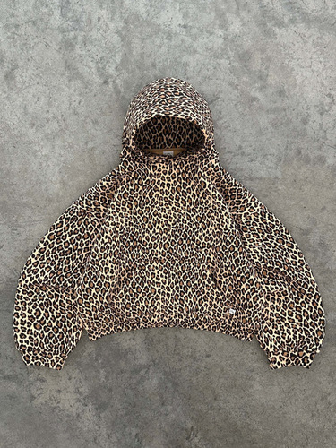 European and American Y2K Retro Leopard Print Hooded Sweatshirt Couple's Harajuku Style Hip-Hop Zip-Up Sweatshirt