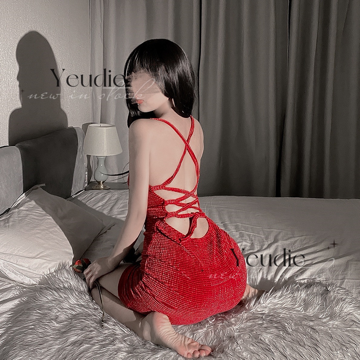 Lencería sexy chica sexy club nocturno correa de terciopelo bolsa de tubo falda de cadera espalda halter caliente en la cama túnica de burla