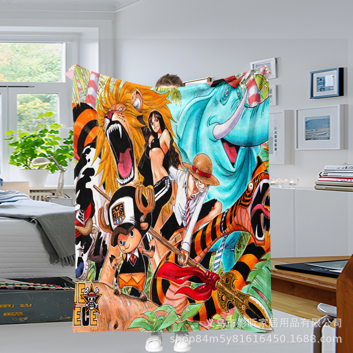 DIY来图印花海贼王动漫周边毛毯卡通盖毯路飞学生空调毯超柔软