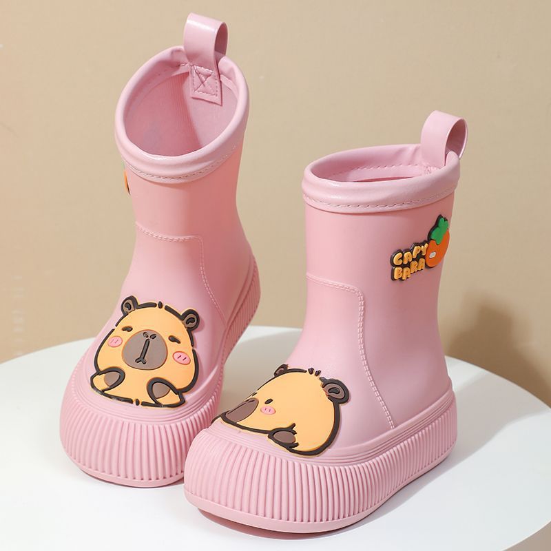 Escuela primaria Capibara zapatos de lluvia para niños, moda lindos impermeables, antideslizantes, bajo tubo medio, zapatos de agua caliente