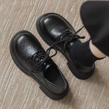 2025百搭新款厚底春秋英伦增高复古单鞋法式大头皮鞋德比发完轻便