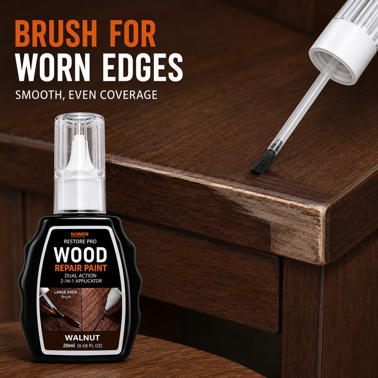 Cross-border Wood Repair Paint Paste Furniture and Floor Scratch Repair Liquid Double-Brush Head Solid Wood Renovation Color-Replenishing Paint
