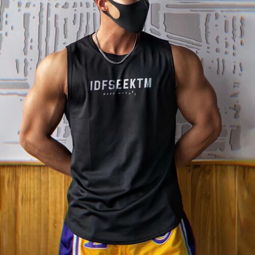 Muscle Fitness Quick Dry Backless Mesh Sweat Absorbent Training Basketball Breathable Fashion Ins Sleeveless T-Shirt for Men