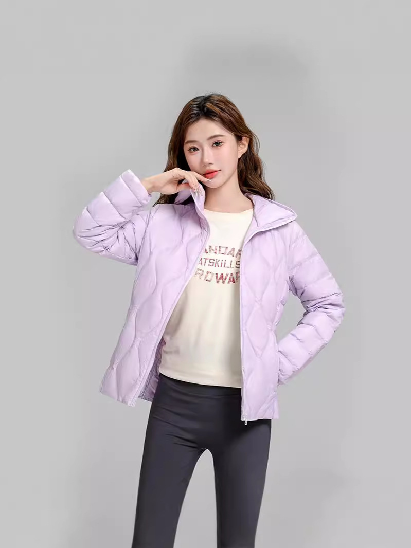 Chaqueta de plumón casual ligera de mujer moda polifacética blanca ligera caliente invierno y otoño abrigo delgado grande