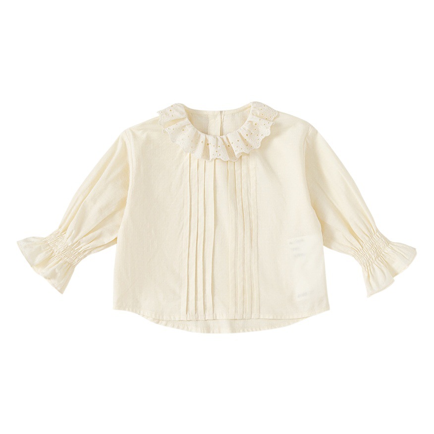 Babycity niños camisa de primavera y otoño ropa de las niñas collar de la muñeca camisa de color sólido estilo coreano superior estilo occidental QY23281