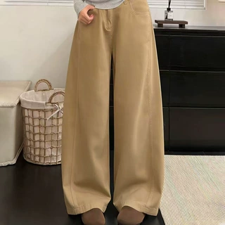 潮流美式街头高腰显瘦弯刀裤女2026年新款夏季小个子垂感阔腿裤子
