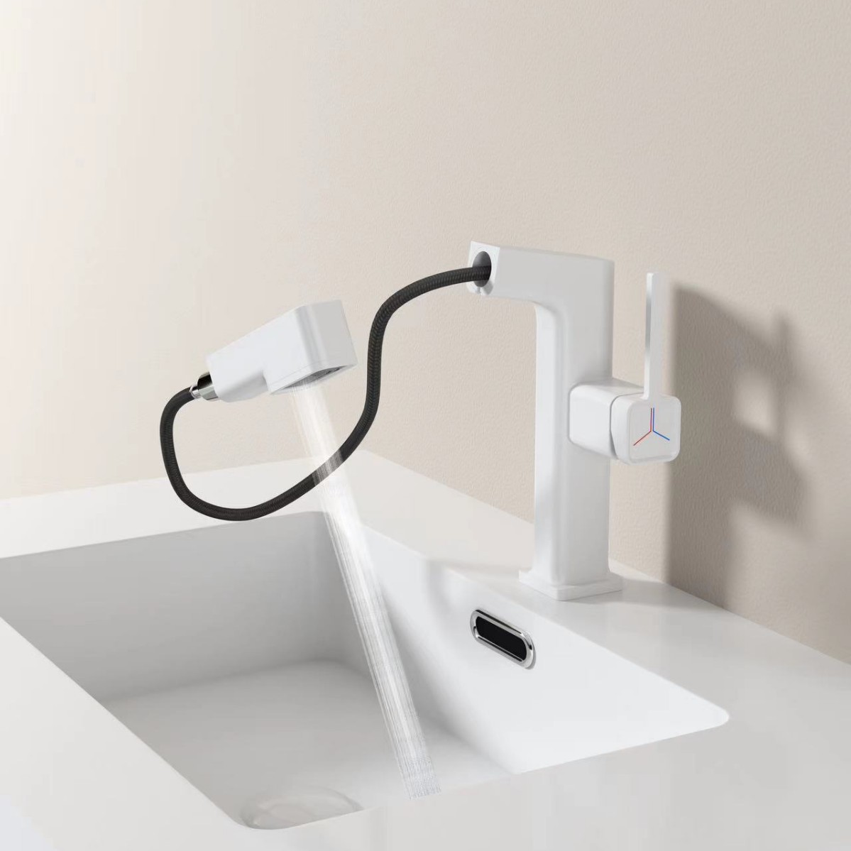 Grifo de lavabo con pantalla digital, giratorio 720 grados, extraíble, para baño, con agua fría y caliente, de doble uso.