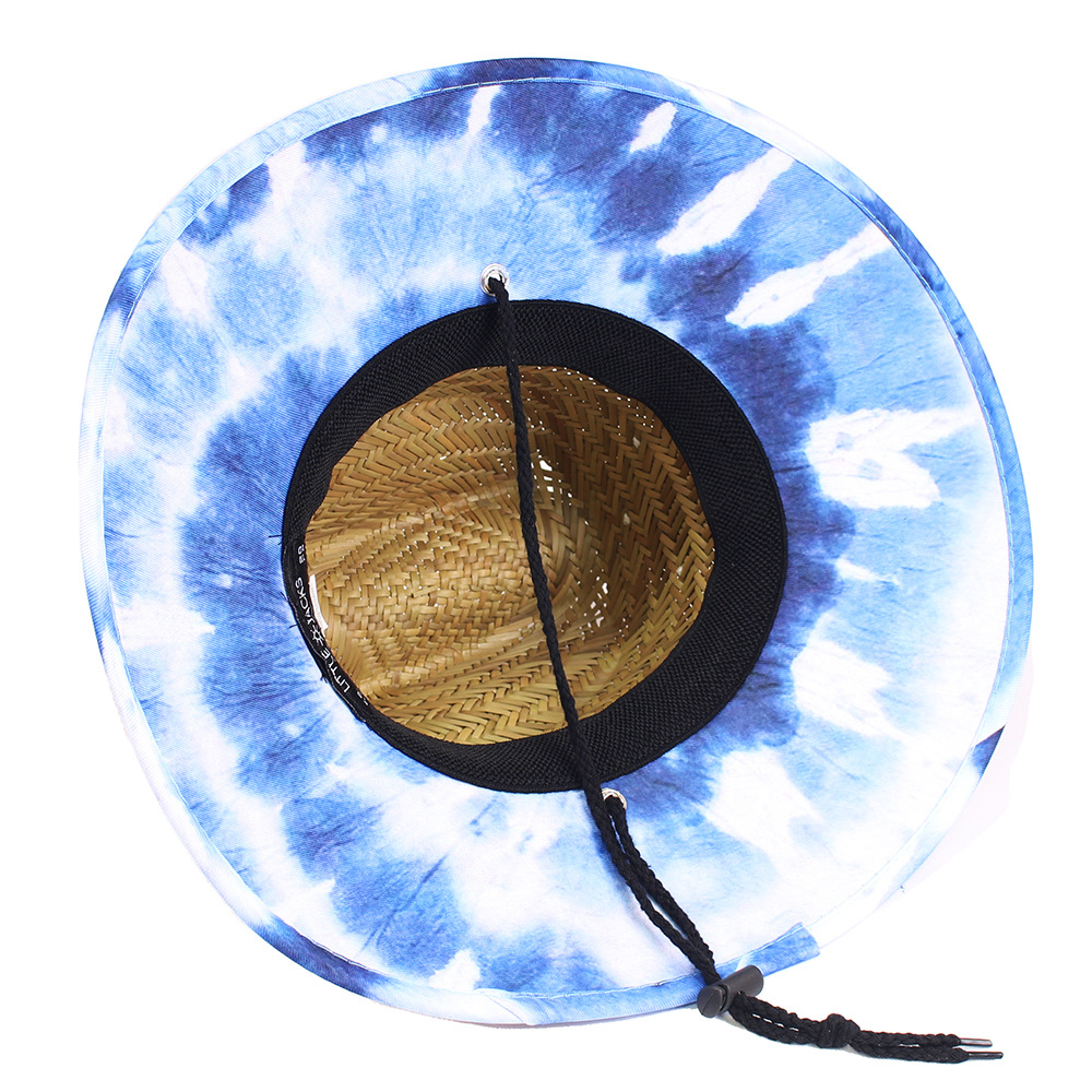 Sombrero de paja para hombre estilo playa, diseño salvavidas, moda verano 2024