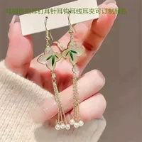 Новые китайские серьги из бамбуковых листьев кисточки женские легкие экстравагантные высококлассные темпераментные серьги 2025 новые уникальные серьги