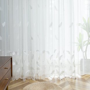 Bedroom Punch-Free Gauze Curtain White Velcro Window Screen Balcony Living Room Dream Gauze Embroidered Double Layer Light-Transmitting and Opaque