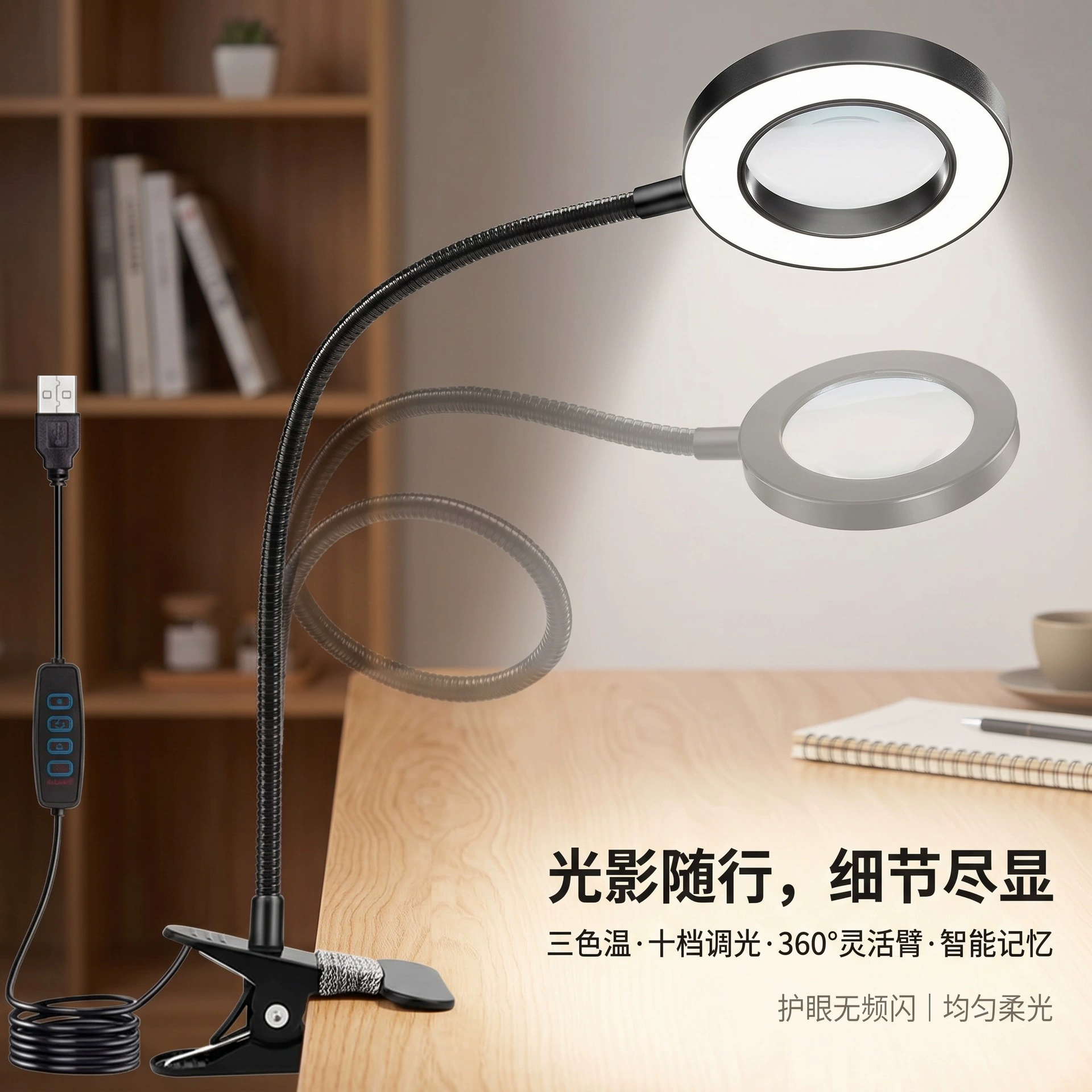 Magnifying glass, teaching reading, mobile phone, fill light, 95mm