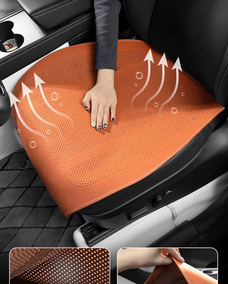 [Hot Recommendation] Suede Leather Car Seat Cushion, Universal for All Seasons, Ventilated and Breathable, High-End Single-Piece New Model