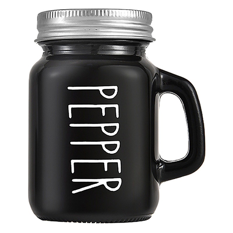 En stock botella de condimento blanco y negro botella de condimento de barbacoa botella de pimienta y pimienta botella de condimento de cocina botella de vidrio redonda