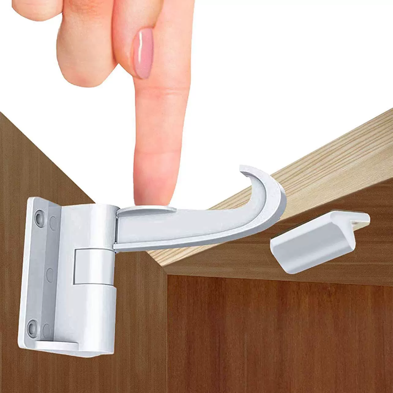 新款挂钩儿童橱柜锁 婴儿安全锁柜子抽屉门锁 多功能隐形锁批发