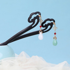 Black ebony hairpin, crystal pendant tassel step shake hairpin, ancient style hair accessory, Hanfu headgear, retro cheongsam accessories 