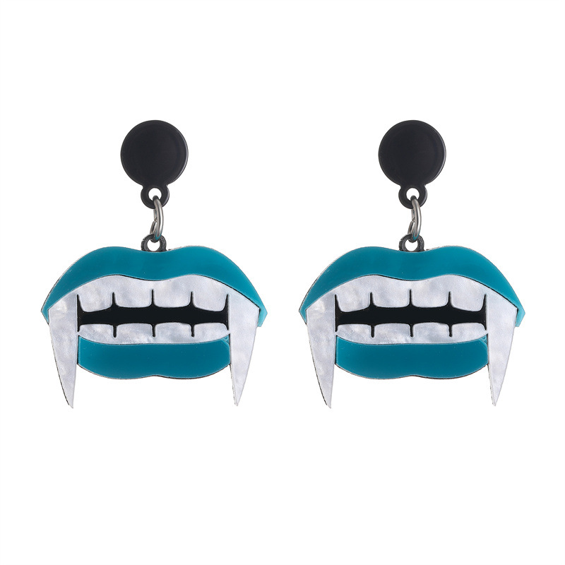 Cross-border horror fangya Halloween pendientes personalidad de la moda de acrílico pata bruja fantasma espárragos pendientes