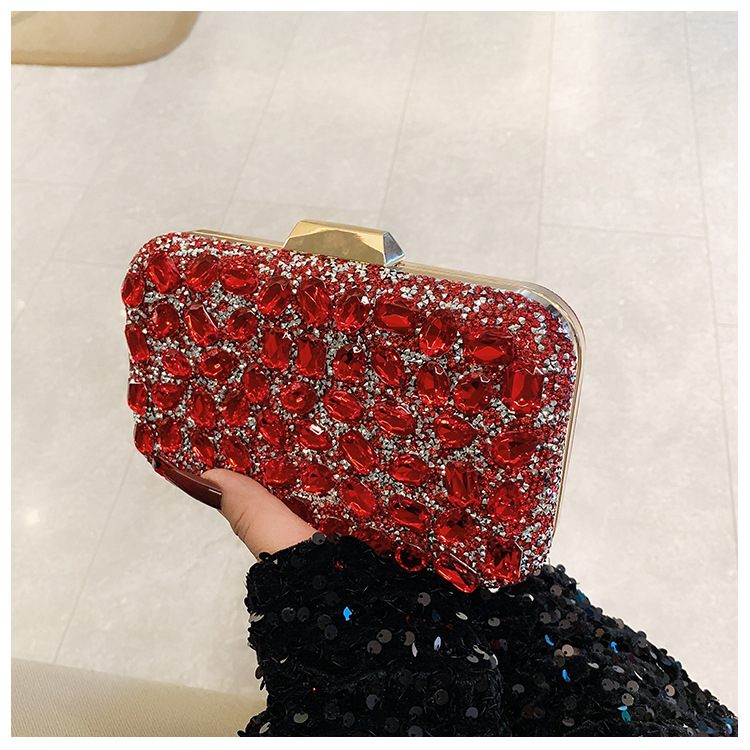 New cross-border full-diamond shiny bags, diamond-encrusted clutch bags, dinner bags, wedding banquet bags, party bags, small square bags and women's bags undefined