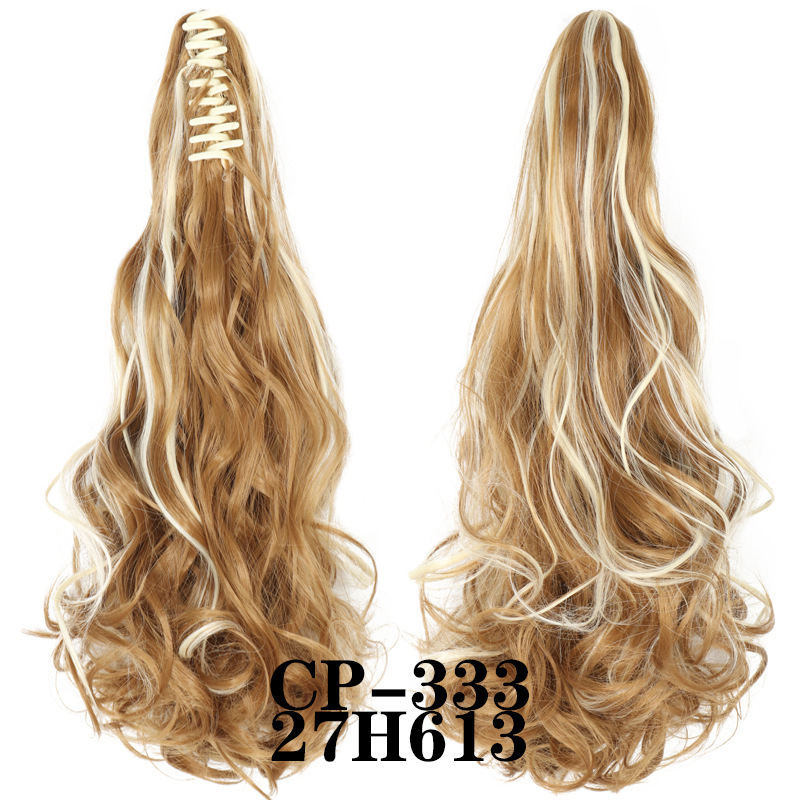 Europa y los Estados Unidos pelucas ondas largas pelucas de fibra química agarrar clip de cabello rizado garra de caballo 8 dientes fábrica de cola de caballo en stock