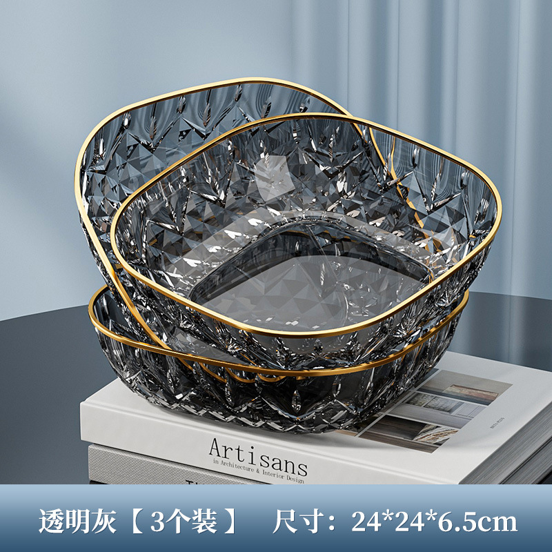 軽くて豪華なハイエンドのダイヤモンドパターンの正方形のフルーツプレート、リビングルームの大きなフルーツスナックプレート、オフィスのナッツキャンディディスプレイプレート|undefined