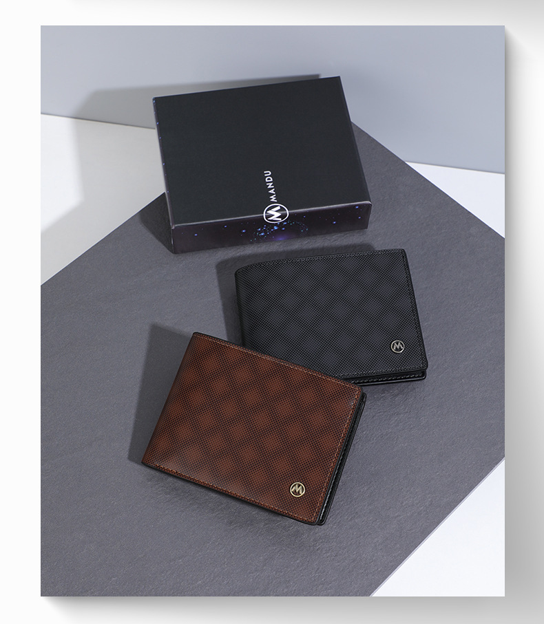 Men's Plaid Pu Leather Open Wallets display picture 3