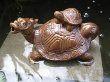 26X8假山鱼池喷水摆件 陶瓷龙头龟 水族鱼缸园林园艺家居造景装饰