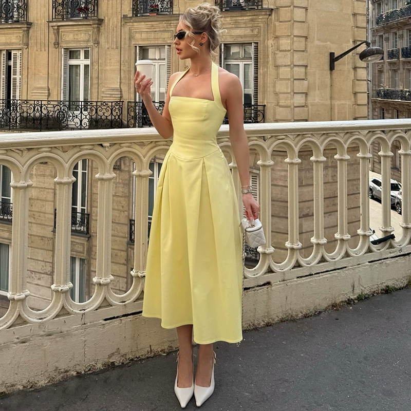 Европейская и американская женская одежда, хиты продаж лета 2025 года, новая мода, сексуальное платье-топ с высокой талией и бандо, оптом