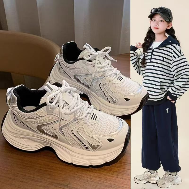 Zapatos deportivos para niñas, zapatos respirables para niños, primavera y otoño, 2026 nuevos zapatos para niños, zapatos casuales blancos