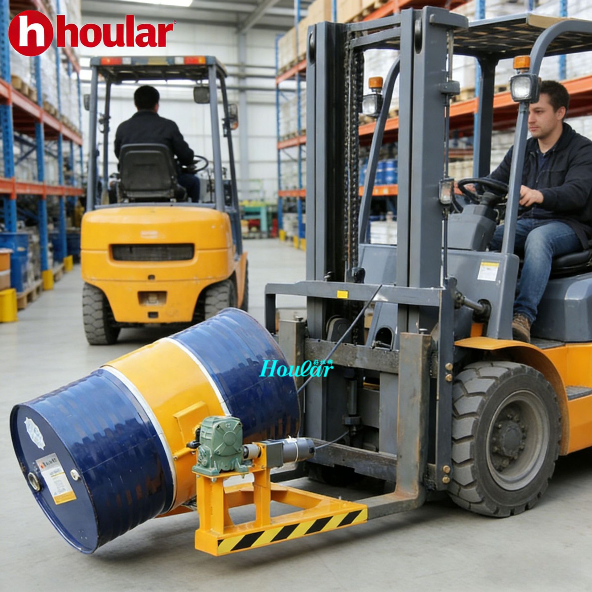 现货供应HK285叉车专用倒桶机具抱桶手摇翻转倒桶夹油桶翻转器