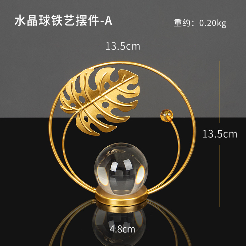 Líneas creativas de metal cristal bola decoración de nicho de alta calidad sala de estar dormitorio oficina decoración de escritorio