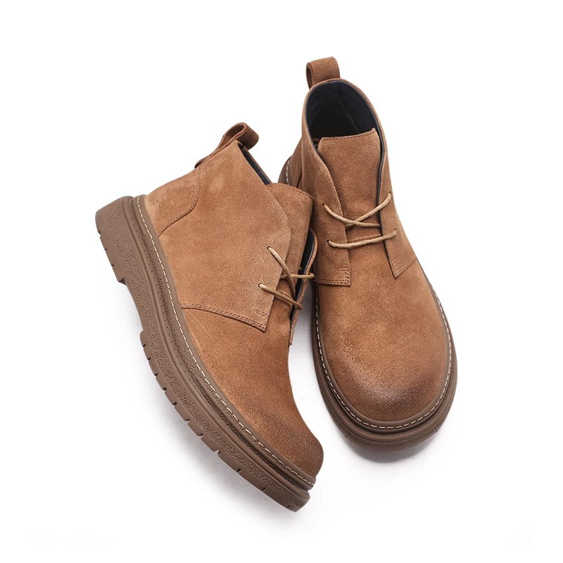 Botas de herramientas, botas redondas retro de otoño e invierno, zapatos masculinos, botas de moda, botas de cuero, botas cortas y suelas gruesas, botas Martin