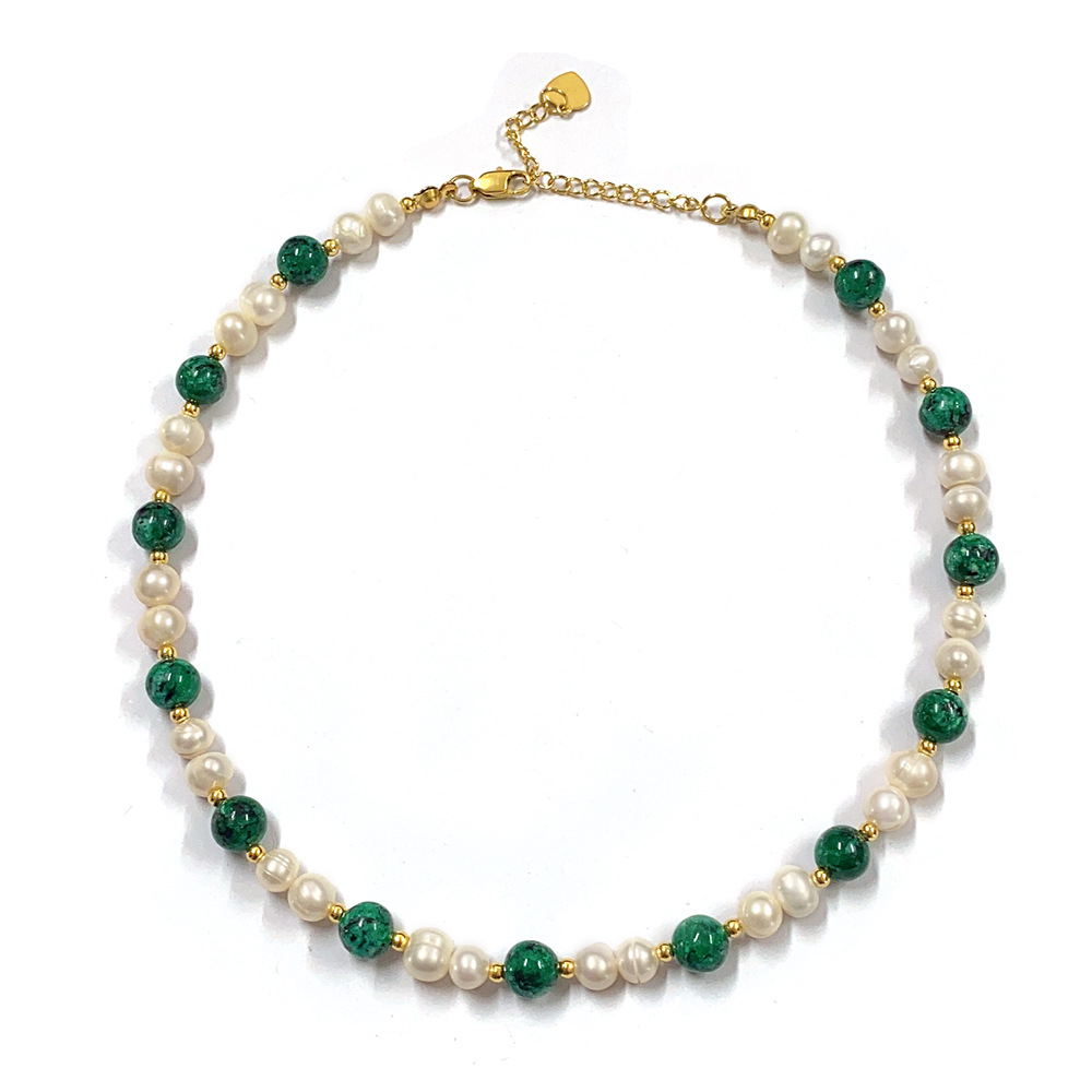 12g Weight 18K Gold Plated Plating Material Earrings, Necklace Classification 2 PCS/Package Quantity Holiday, Daily Occasion natural stone, Freshwater Pearl, Titanium Steel Material Round Pattern Women's Gender Beaded Design Elegant, Simple Style Style Elegant Simple Style Round Natural Stone Freshwater Pearl Titanium Steel Beaded 18K Gold Plated Women's Earrings Necklace 12